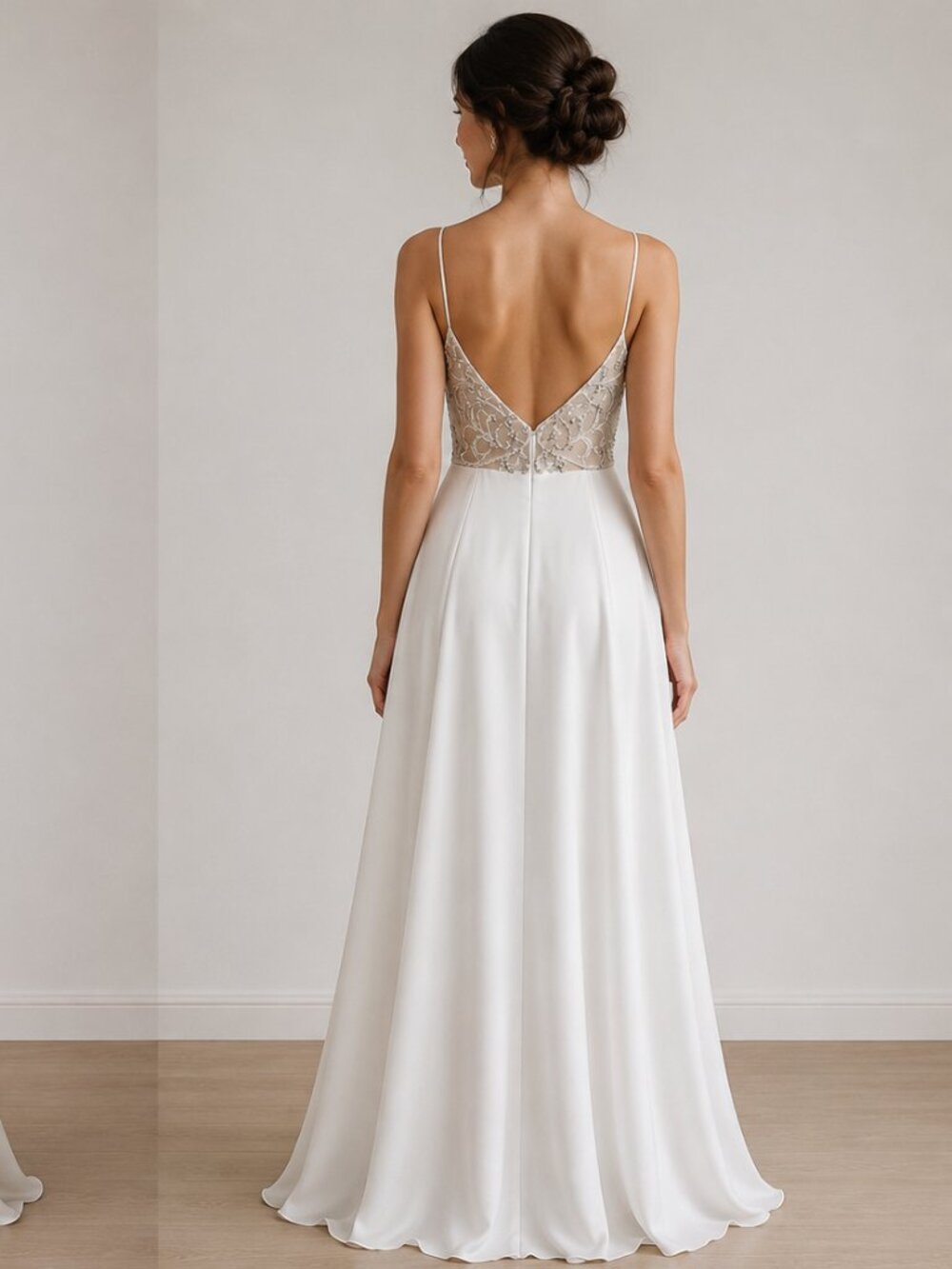 Wedding Dress DB Studio WG4004DB Soft White Lace Back V-Neck A-Line Size 4